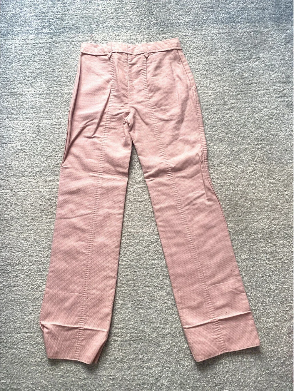 Vintage Louis Vuitton FR-36 Pink Cotton Textured Tailored Trousers Pants